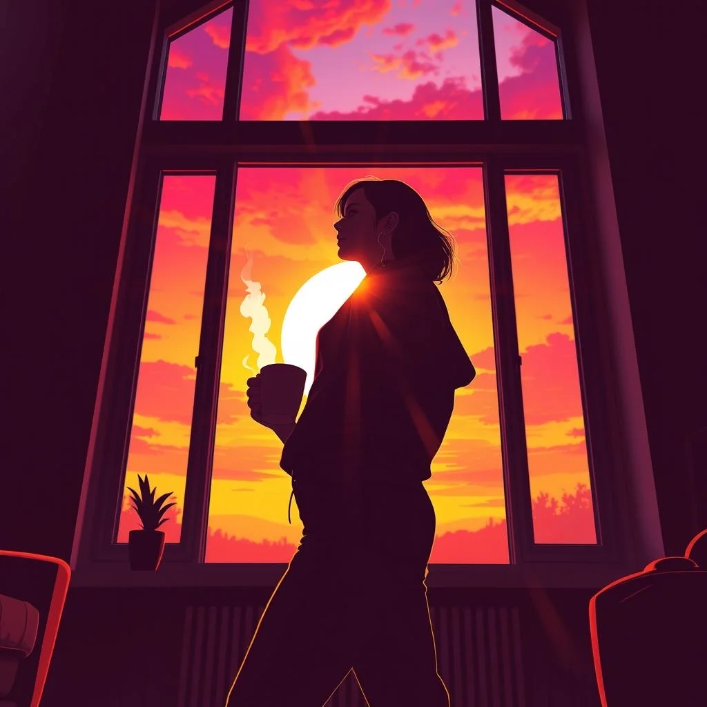 AI-generated peaceful morning scene from InkFiction journal entry